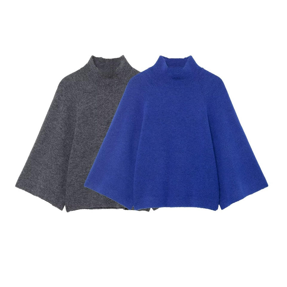 Suéter de Punto Terraviver para Mujer con Cuello Alto y Manga Ancha
