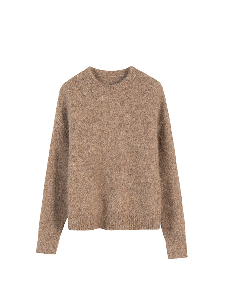 Suéter Terraviver de Lana de Alpaca para Mujer: Cuello Redondo y Estilo Holgado